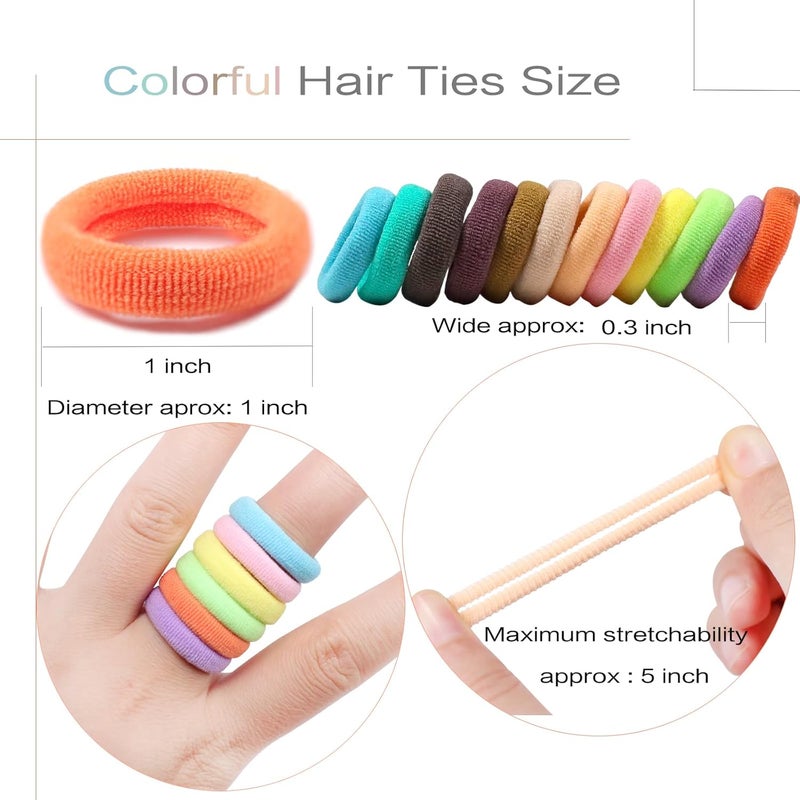 WillingTee 120 Pcs Baby Hair Ties, Cotton Toddler Hair Ties for Girls and Kids, Multicolor Small Seamless Hair Bands Elastic Ponytail Holders,Spring Color - Image 2